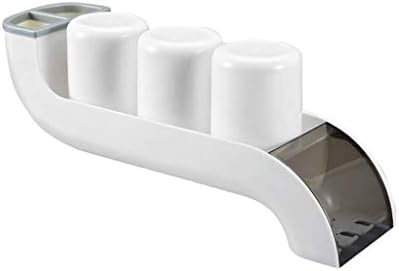 Стенен държач за четка за зъби TFIIEXFL -Стенен Органайзер за Чаши за изплакване и паста за зъби за съхранение в Банята (Цвят: D)