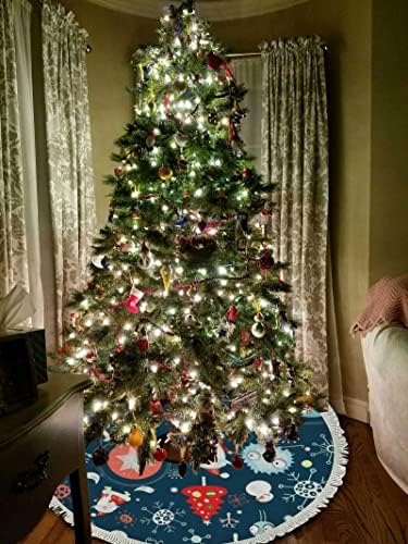 Пола за Коледно 48 Инча с Пискюли Скъпа Коледна Шарка Коледен Декор за Коледно Парти, На Закрито, на Открито и нова година