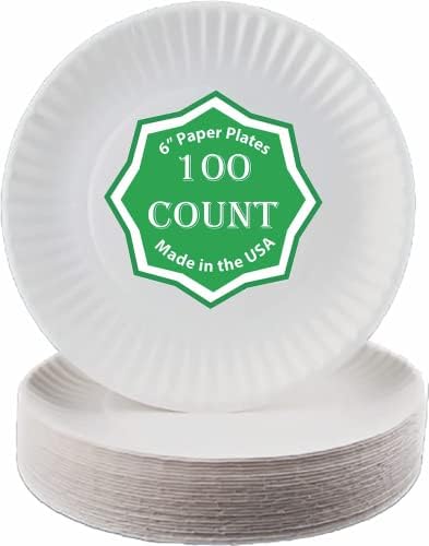 Хартиена чиния Perfect Stix 6 Хартиени чинии от бял на цвят, опаковки от 100 чинии.