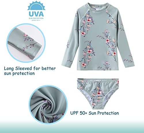 Комплект за Защита От Акне с дълги ръкави за момичета, Бански Костюми с Вратовръзка-Боя, Детски Бански костюм от две Части UPF 50 +, Ризи