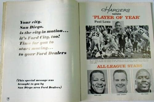 Детска програма на Шампионата на АФЛ 1965 г. Чарджерс срещу Биллса Ланс Элворта Ex/MT 50932b48 - Програма NFL