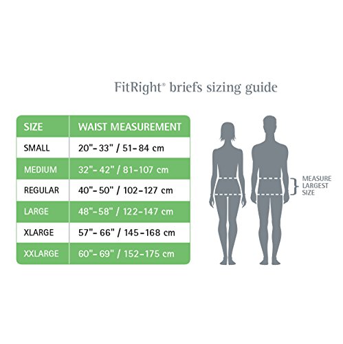 Основни гащи FitRight за възрастни с язычками, Лека впитываемость, Среден размер, 32 -42 (в пакет 100 броя)