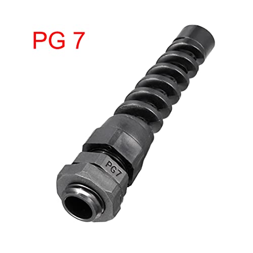 Кабелен вход uxcell PG7, Черно Водонепроницаемое Пластмасови връзка с ограничител на напрежение за кабели с диаметър 3 мм-6,5 мм, 2 бр.