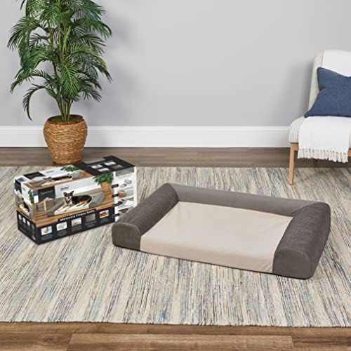 Корпоративна диван-легло за куче от пяна с памет ефект QuietTime®, е подходящ за големи породи кучета, Сиво, Размери легла 43,55 х 27,76
