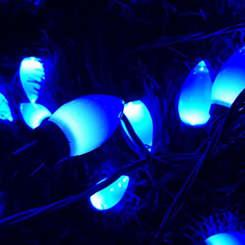 PARKIM C9 Коледни Светлини На Открито 50 led сини няма ягодово Непромокаеми Струнни Светлините на Коледно Дърво за Украса за помещения Конектор в 34,5 Снимков материал се И