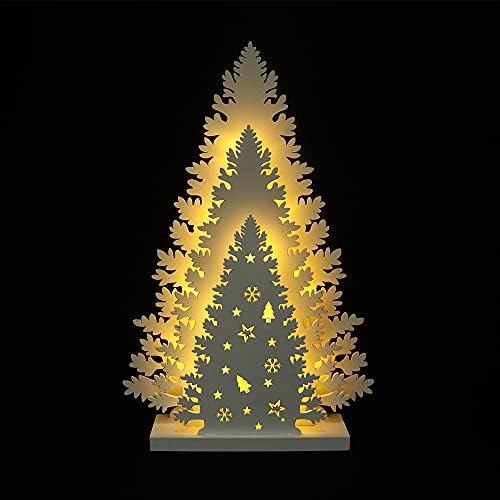 Дървена Коледно Дърво Тенис на Декор, Супергорея, led Лампа за Коледни Елхи от дърво с батерии 2AA 10 инча за Коледна Украса за дома