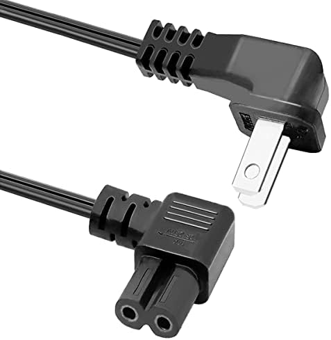 Захранващ кабел за телевизор на Eri, 6 фута (1,8 m), ъгъл на наклон 90 °, разменени захранващия кабел от 18AWG с 2 клипса до