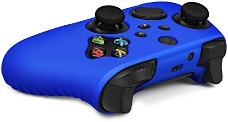 Кожен калъф за контролера TNP с дръжка за палеца (4 опаковки, син + червен + черно + бяло), подходящ за безжични геймпада Xbox Series X S и X-Box One XS - Мек противоскользящий силико?