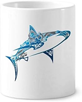 Синята Океанская Акула Биологична Риба Четка за Зъби на Писалка Притежател Чаша Бяла Керамична Чаша 12 грама