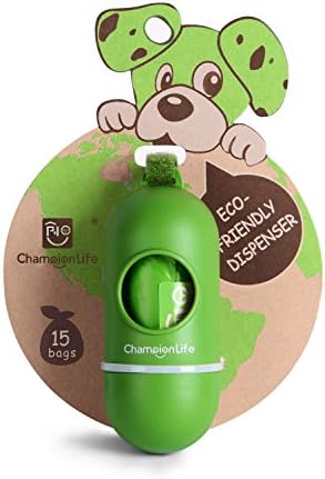 Диспенсер за каишки ChampionLife за торбички за кучешки отпадъци, включително 15 торбички за кучешки отпадъци, без мирис (Екологично Чисти
