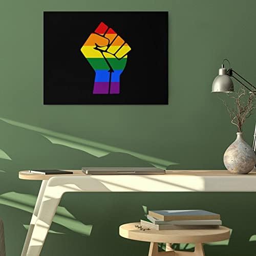 Nudquio Флаг на Гордостта на ЛГБТ Юмрук Платно Картина Стенно Изкуство Подвесная Картина за Дома, Спалня, Всекидневна, Офис