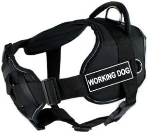 Шлейка за кучета Dean & Tyler DT Fun Working Dog с подплата в гърдите, подходящ за размера на обиколката от 22 до 27 инча, малка,