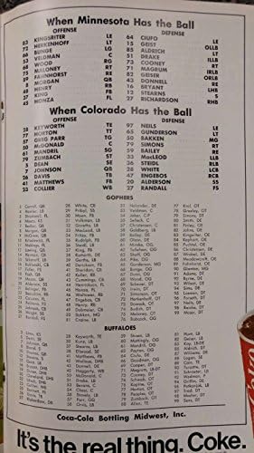 Футбол Минесота срещу Колорадо 1972 Реколта програма J41888