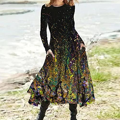 NOKMOPO рокля-hoody Женски есенно-зимния ежедневното коварен однотонное рокля от вълнен плат с дълги ръкави
