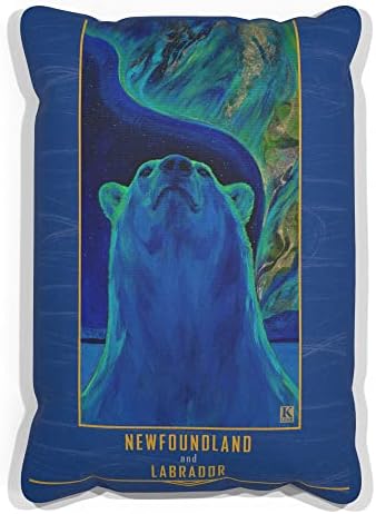 Полярната мечка Нюфаундленд и Лабрадор, Холщовая възглавници за дивана дома и офиса, изпълнена с маслени бои на художника Кари Plc 13 x 19.