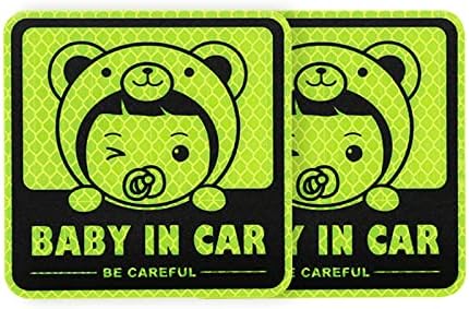 Стикер Gikop Baby in Car за автомобили (2 опаковки), Стикер с надпис Baby on Board на прозореца и броня Жълт Цвят за безопасно шофиране
