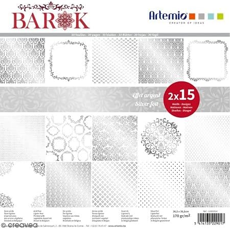 Artemio 30 Листа хартия за scrapbooking 30 х 30 см Barok Foil Silver