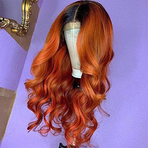 Перуки XZGDEN Перуки, изработени от човешка коса Оранжев цвят, перуки, изработени от човешка коса 13 4, перука на дантели, предварително