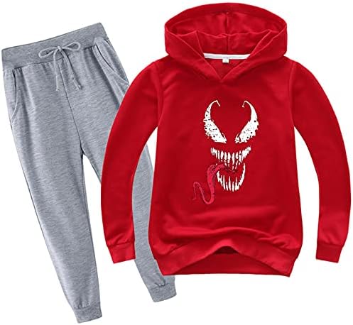 sunhaapp/ Комплект Есенни дрехи за Момчета и Момичета от 2 теми, Пуловер Venom, Блузи с качулка и Панталони, Всекидневни Спортни дрехи