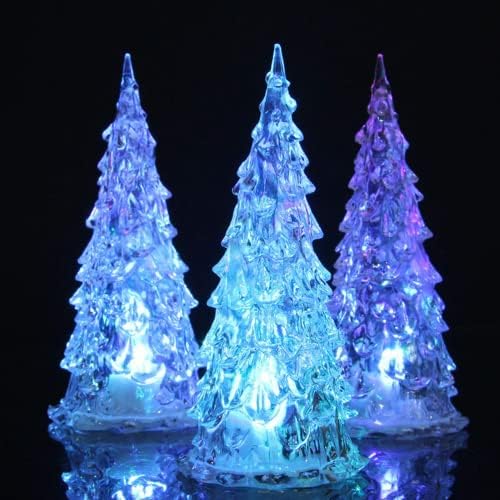 Омагьосан лампа за Коледната Елха, 7 цвята, които променят Цвета на led светлини, 6,5-Инчов Мини-Малки Кристални Акрилни Блестящи Настолна