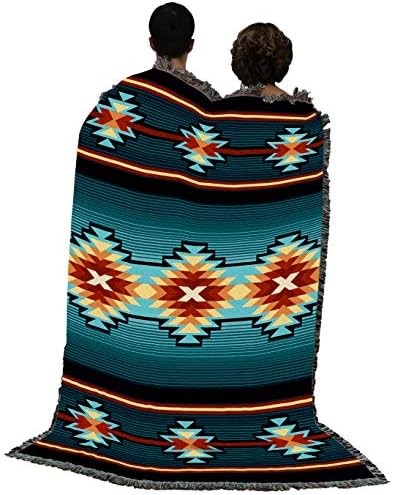 Тюркоазено одеяло Pure Country Weavers на Desislava В стил индианци Юг-Запад - Подарък Гобеленовый каре, Изтъкан от памук Произведено