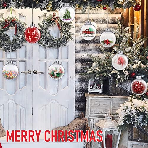 3,15 Цолови Коледни Топки с Наполняемым Орнаменти от Прозрачна Пластмаса с Капак и Въже, Прозрачна Коледна Украса, Украшения за