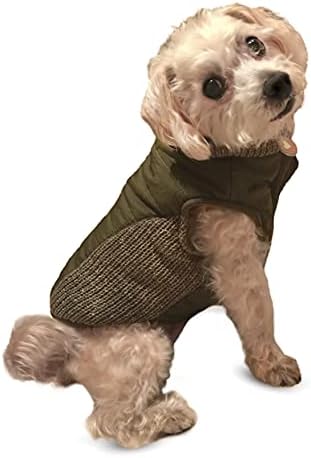 Модно Домашно животно /Пуховик С тапицерия от пуловери /Палто за кучета / Маслина/ Среден
