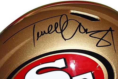 Пълен размер на Способи за каска Сан Франциско 49ерс с автограф Террелла Оуэнса - Ръчно подпис и удостоверяване на JSA