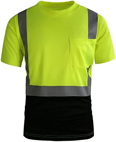 Тениски Hilivistec High Visibility Професионално ниво, бързо съхнещи, Светоотражающая конструкция Hi Vis, клас 3, Риза с джоб