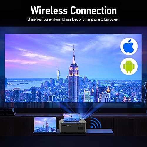 Мини Проектор DBPOWER, WiFi Проектор 8000lm За вътрешна и външна употреба, видео проектор с поддръжка на 1080p Съвместим с TV, DVD,