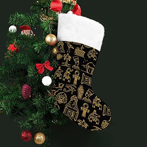 Коледни Чорапи с изображения на Древните Египетски Богове, Чорапи с Плюшено Камина, Висящи за Домашен интериор Елхи