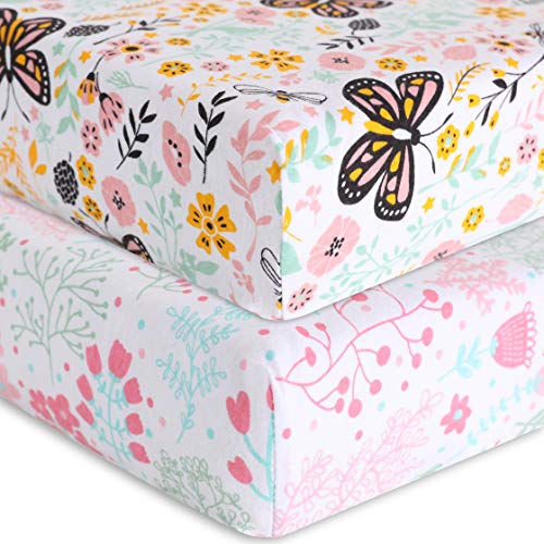 Комплект спално бельо за люлка от джърси Little Guapo - Универсални плътно Прилепнали Розови Памучни кърпи за люлка на Стандартен размер