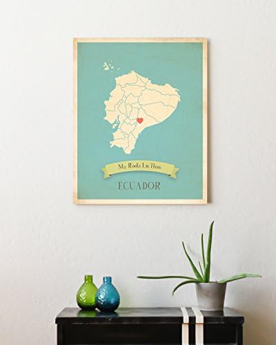 Дизайнерски Стенни Карти за децата Inspire, Персонални Стенни Карта My Roots Еквадор 11x14, Стенни карта на Еквадор за деца, Принт