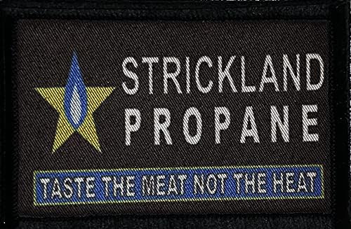 Помощ за поддържане на бойния дух с пропан Strickland. Помощ размер 2x3 инча с плетене на една кука и линия. Произведено в САЩ