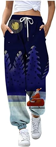 Дамски Коледни Спортни Панталони за Джогинг, Удобни Спортни Панталони с Еластичен Ластик на кръста, Дядо Коледа, Туристически, Спортни