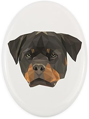Ротвайлер, Керамична плоча, надгробна плоча с Изображение на Куче, Геометричния