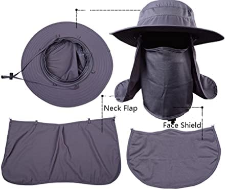 HMWSZ Армията Зелена и сива шапка-кофа Каки с широка периферия и завязками за защита на лицето и шията от ултравиолетовите