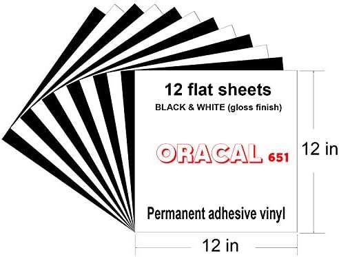 Винилови листове с перманентната самозалепваща подложка 12 x 12, 12 X Лъскава, черно-бял винил Oracal 651, Винил за изработване на вътрешна