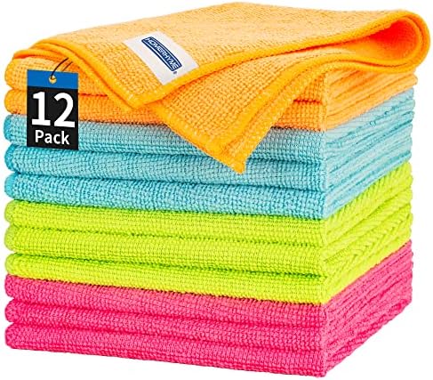 Кърпа за почистване от микрофибър HOMERHYME - 12 опаковки кърпи за почистване, 12,6 х 12.6 х За миене на съдове, Безворсовая, Неабразивная