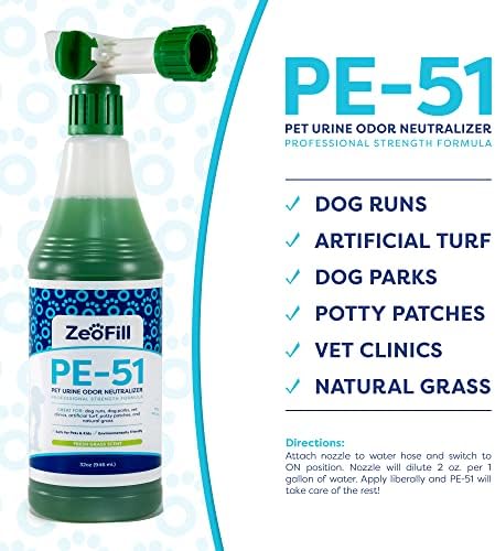 ZEOFILL PE-51 Икономична опаковка - 1 Галон и 32 грама на Спрей за градински маркуч – Средство за отстраняване на урина от