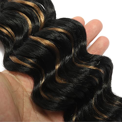 Косата на една кука Океанская вълна 9 инча -8 Опаковки Дълбоки Вълнообразни коса, плетене на една Кука за черни жени, Вълнообразни Синтетични