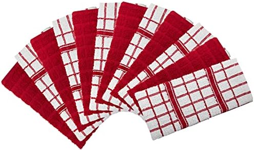 Комплект кухненски кърпи / хавлии Oakias Red Box Style и Кърпички за миене на съдове Dobby Weave, 16 x 26 см и 12 х 12 См, Комплект от 24