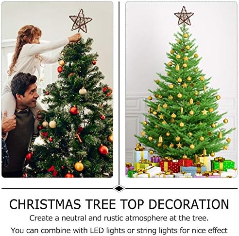 Kisangel Коледно Дърво Topper, Селски Коледно Дърво Звезда Topper Куха Коледно Дърво Звезда Коледно Дърво Звезда Topper Украшение