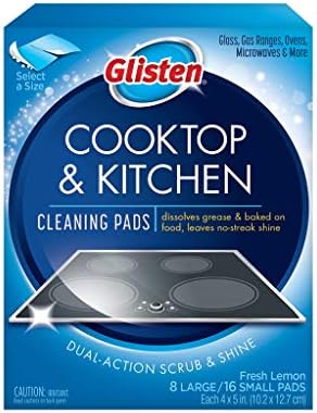 Glisten GC0608T За почистване готвене панел и кухня, 8 Големи / 16 Малки Подложки, Бял