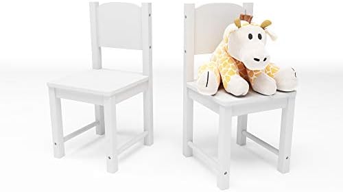 Двойката дървени столове Timy за деца, детски мебели за хранене, четене, игри, 2 (бял)