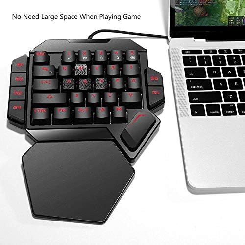 Raxinbang Keyboard 35 Клавиши RGB Ръчна Детска Клавиатура за една ръка, Професионална Детска Клавиатура с цветна подсветка и поставката