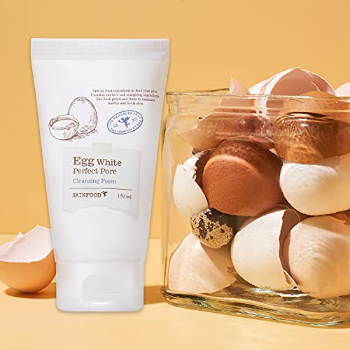 Почистване на пенка за лице на SKIN Food Egg White Perfect Pore Cleansing Foam 5,07 унция (150 мл) - Пенка за почистване