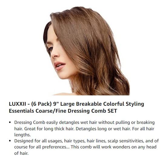 Luxxii 6 Опаковки - 9 Голямата Черна Гребен за оформяне на Косата, Набор от фризьорски салони расческ за стайлинг на коса Груба/Глоба