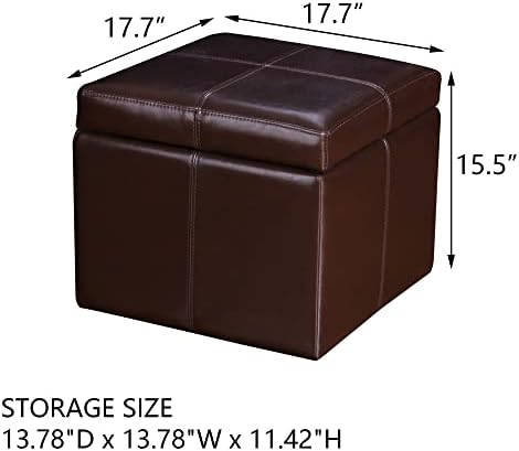 Кафяви пуфики-кубчета от кожата Adeco 17,7 за съхранение в хола