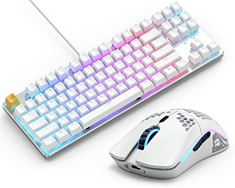 Комбинирана детска клавиатура и мишка - Великолепна ръчна клавиатура GMMK с осветление 87% RGB TKL (Ice White) + Безжична